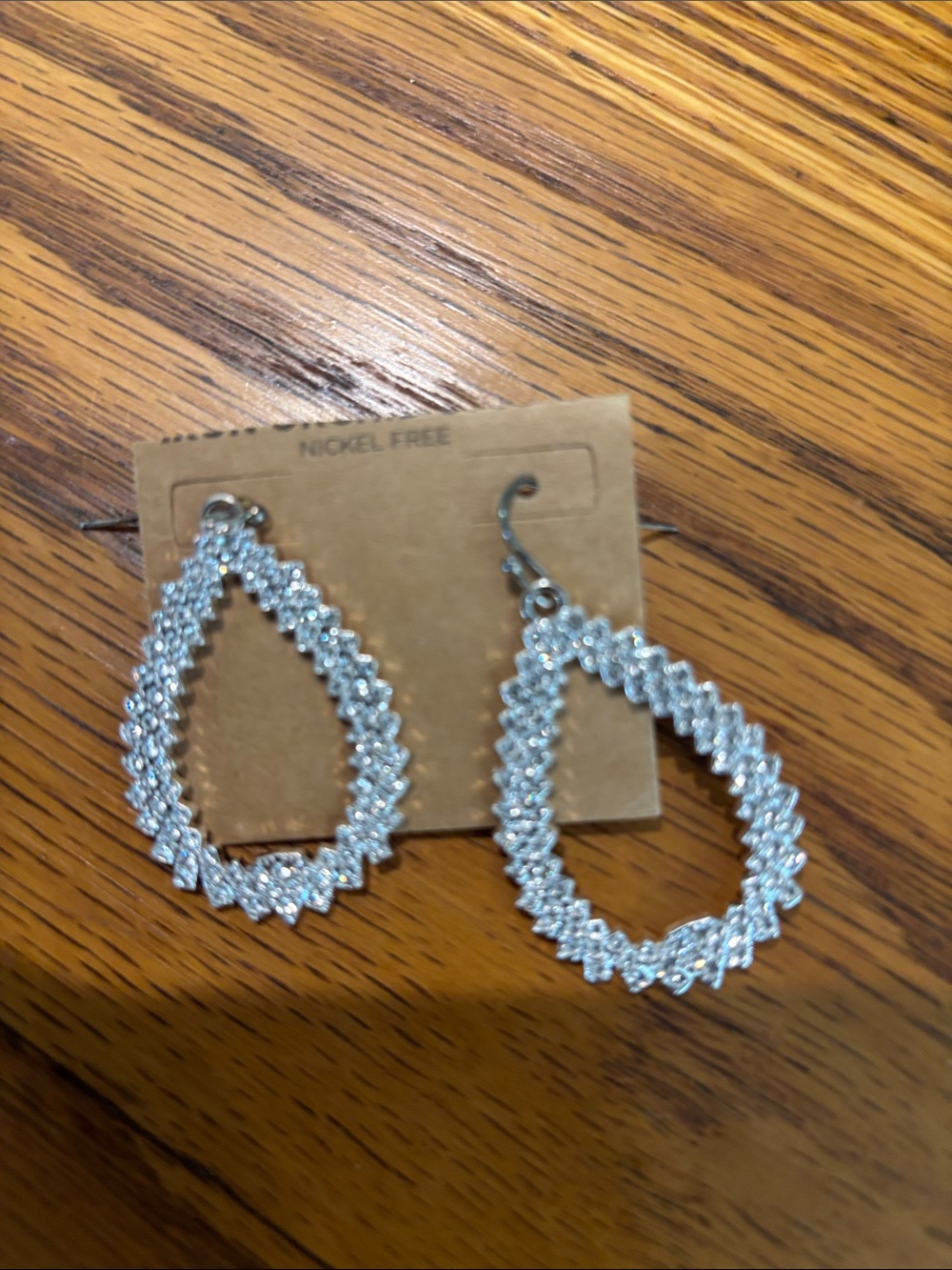 Silver Teardrop Crystal Dangle Earrings - Sparkling Silver